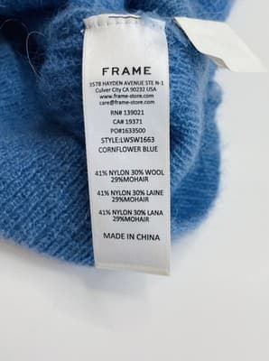 FRAME Sweater Top Small Shrunken Mohair Vest Blue Cropped Knit V-Neck Orig $255 - Thumbnail 3