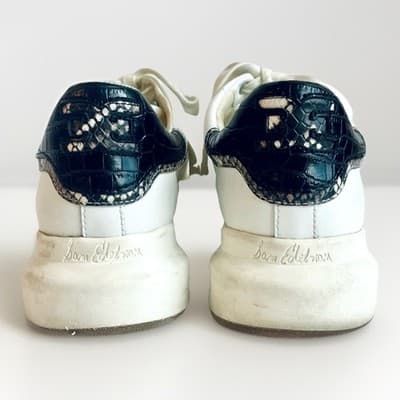 Sam Edelman Moxie Lace Up Sneaker White Leather/Black Croc Womens 7 - Thumbnail 7