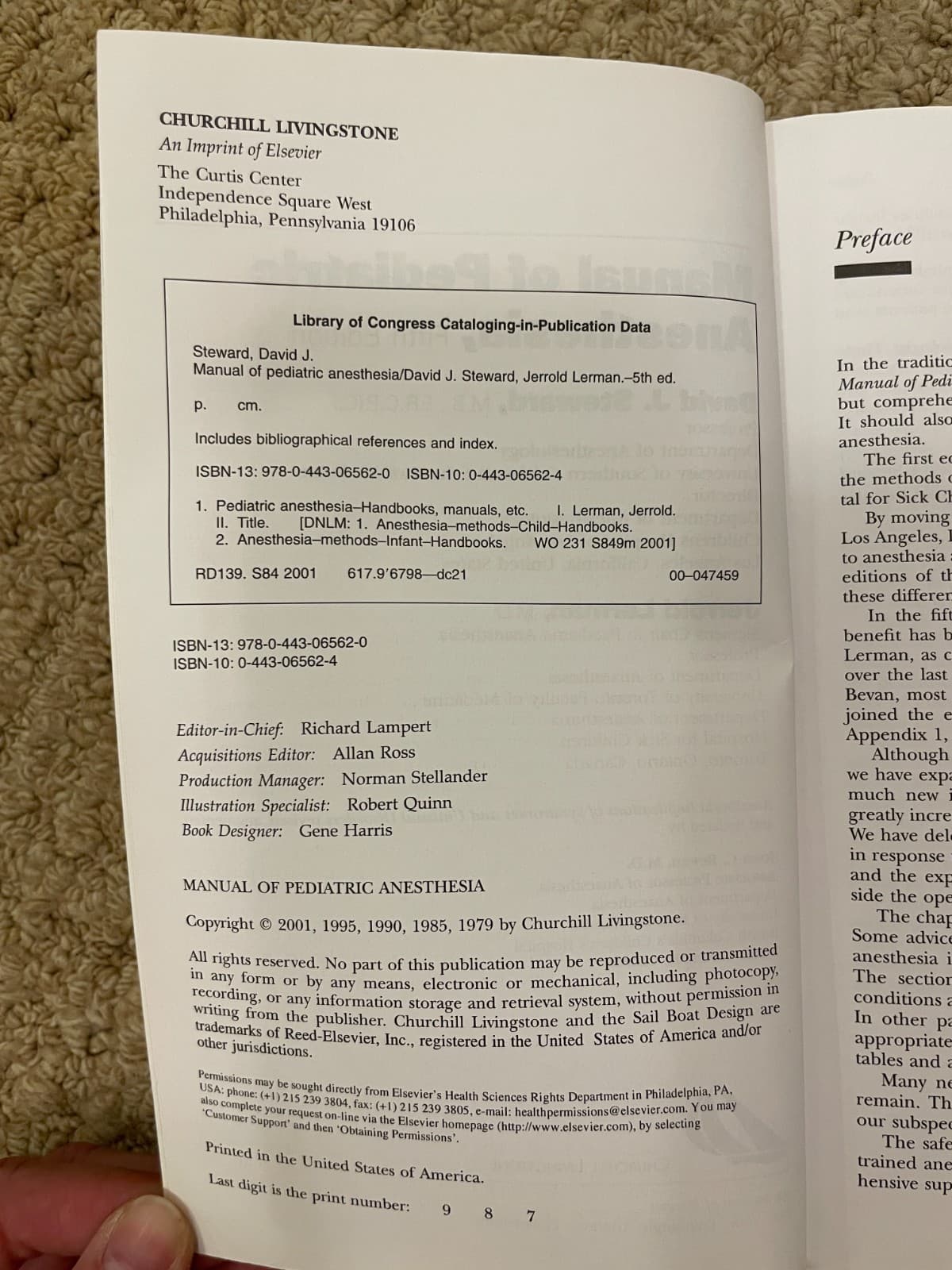Manual of Pediatric Anesthesia/ David J. Steward, Jerrod Lerman - 5th Ed. - Thumbnail 2
