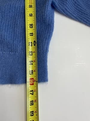 FRAME Women's Cardigan XS Blue Shrunken Mohair Cropped V-Neck Orig $298 Designer - Thumbnail 5