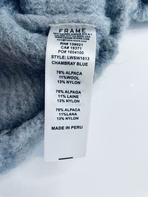 FRAME Women's Crewneck Sweater XS Fitted Short Sleeve Cropped Chambray Blue $395 - Thumbnail 8