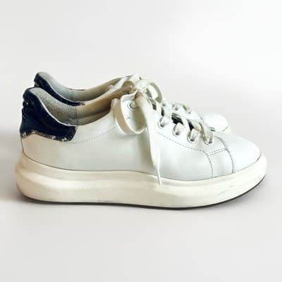 Sam Edelman Moxie Lace Up Sneaker White Leather/Black Croc Womens 7 - Thumbnail 4