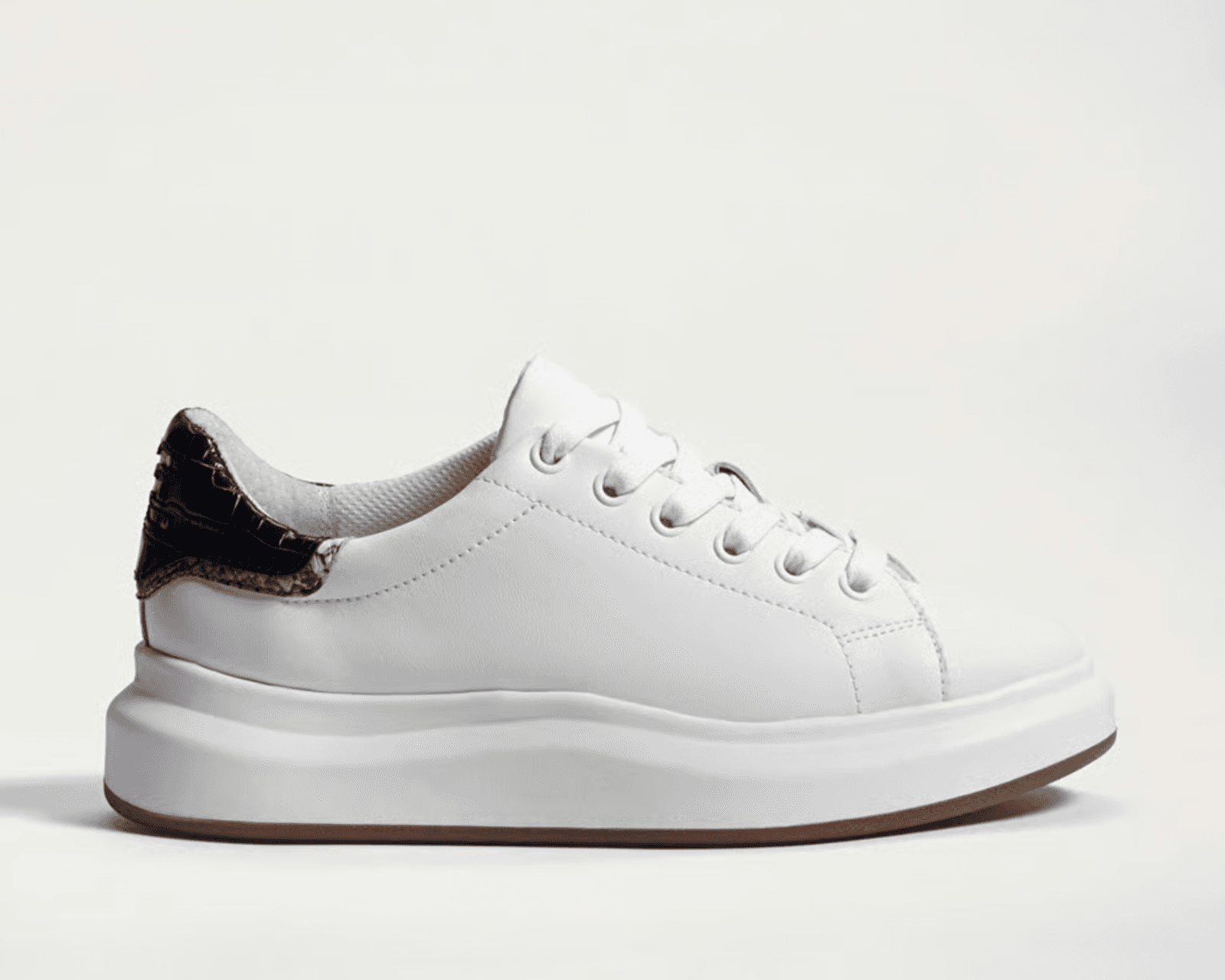 Sam Edelman Moxie Lace Up Sneaker White Leather/Black Croc Womens 7 - Thumbnail 2
