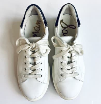 Sam Edelman Moxie Lace Up Sneaker White Leather/Black Croc Womens 7 - Thumbnail 5