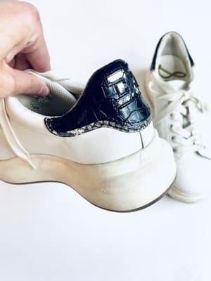 Sam Edelman Moxie Lace Up Sneaker White Leather/Black Croc Womens 7 - Thumbnail 8