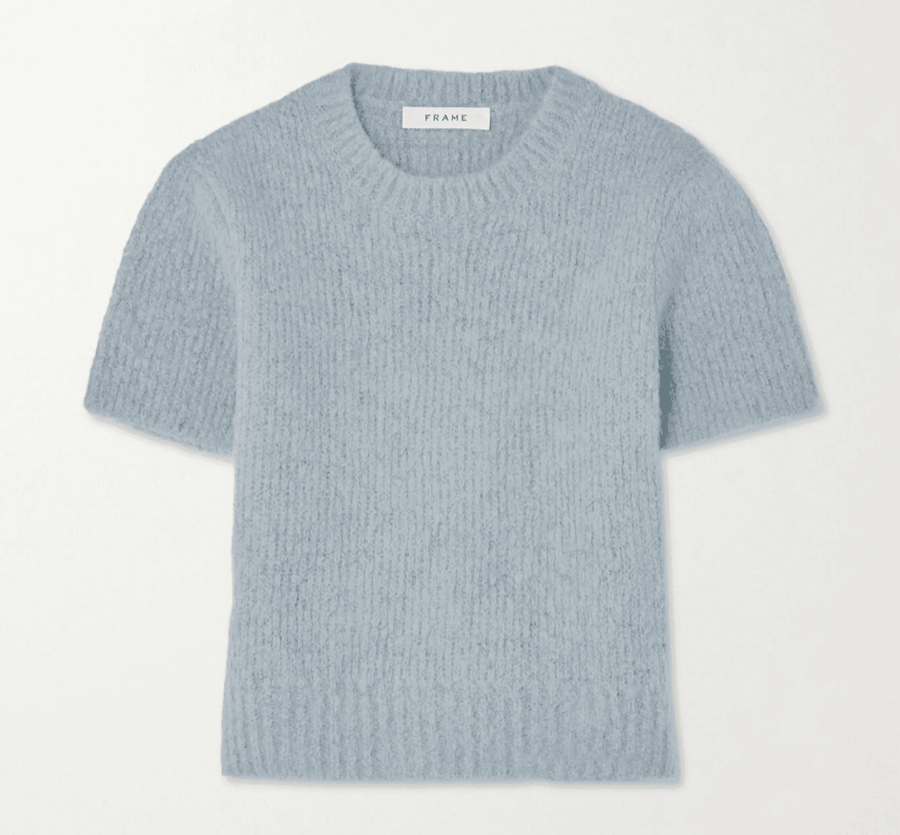 FRAME Women's Crewneck Sweater XS Fitted Short Sleeve Cropped Chambray Blue $395 - Thumbnail 4