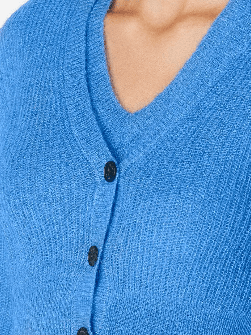 FRAME Sweater Top Small Shrunken Mohair Vest Blue Cropped Knit V-Neck Orig $255 - Thumbnail 12