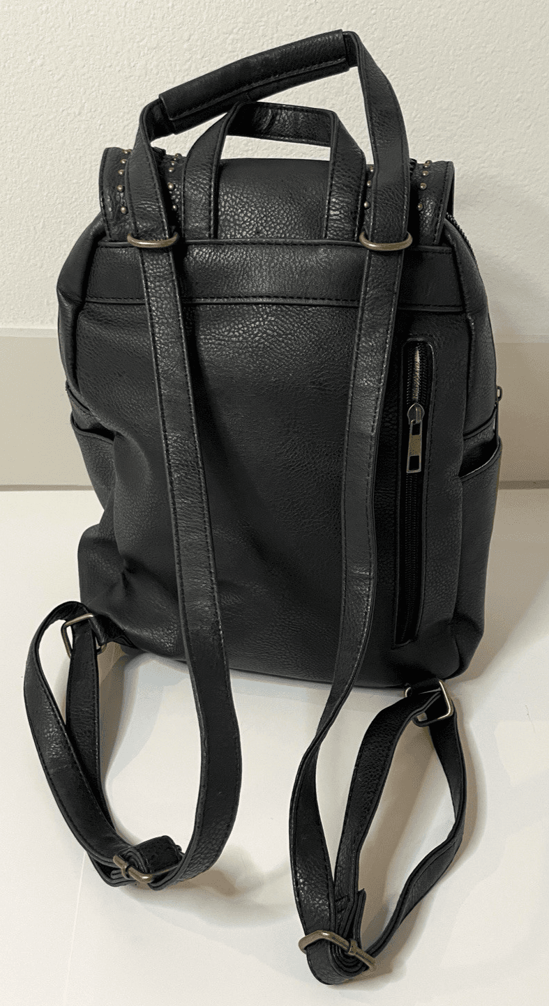 Small Backpack Women's Studded Vegan Leather Fringe Adjustable Straps Handles - Thumbnail 12
