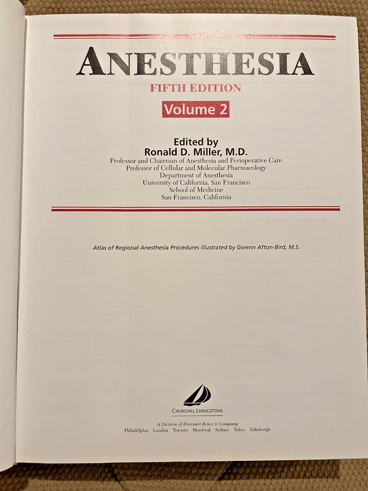 Anesthesia: Volume 2 of 2 Set, by Miller, 5th Ed., Hardcover, Medical Textbook - Thumbnail 2