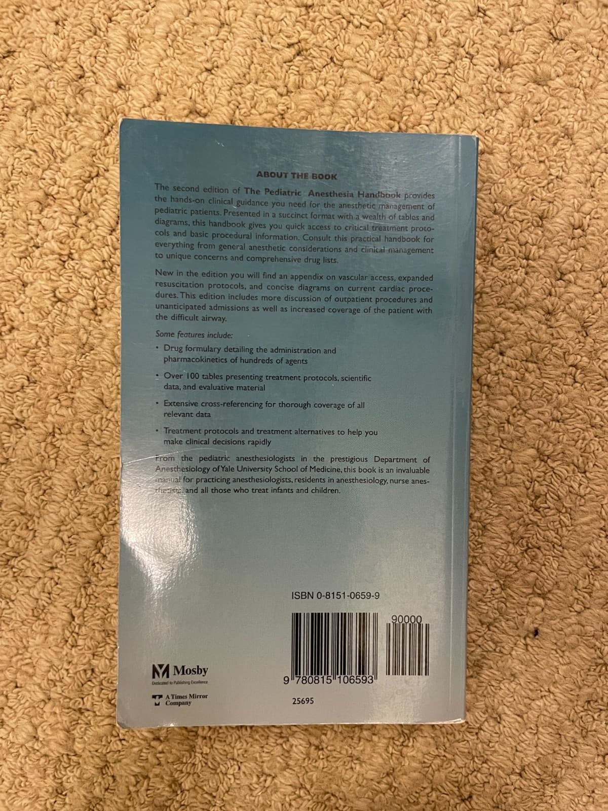 The Pediatric Anesthesia Handbook 2nd Edition 1997 Paperback Hughes Bell Kain - Thumbnail 2