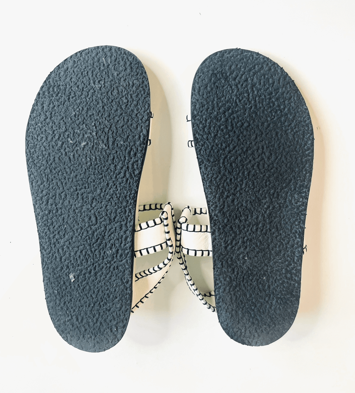 FRAME Le Marcel Leather Whipstitch Sandals Off White Womens 8.5 Good Condition - Thumbnail 8