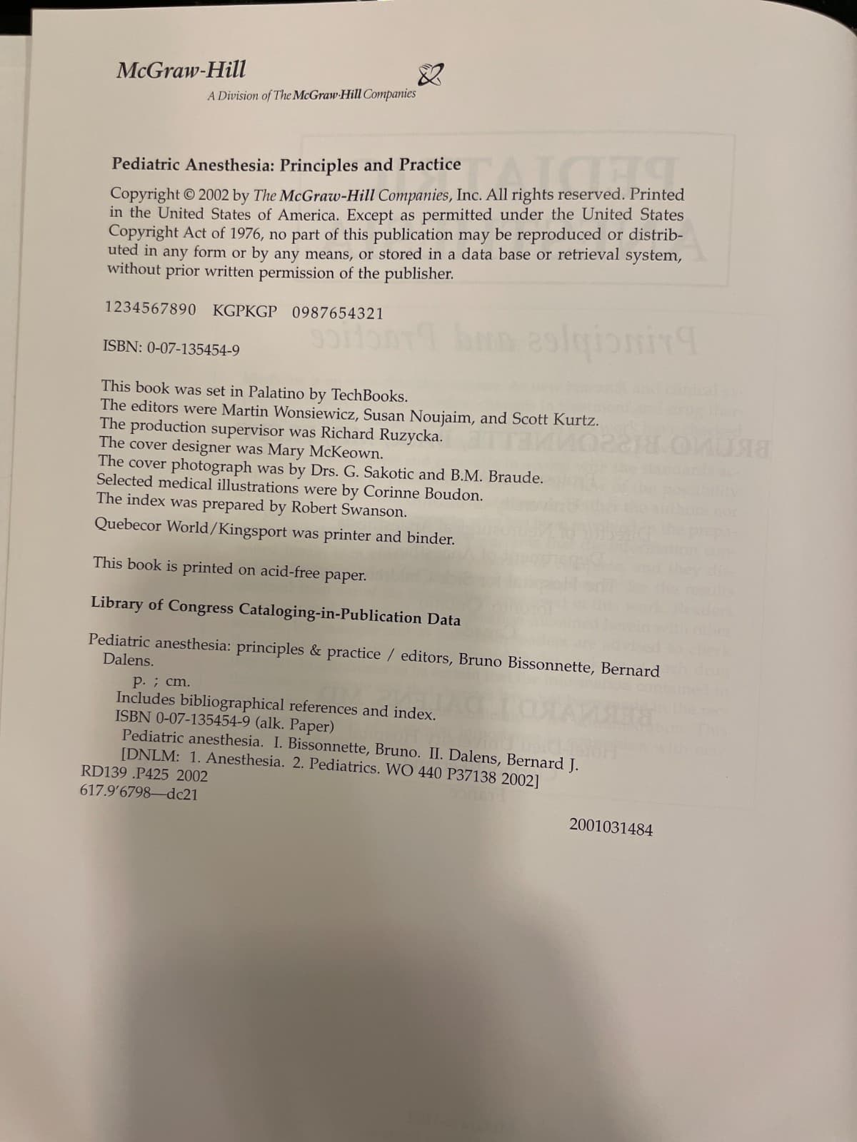 Pediatric Anesthesia: - Hardcover, by Bruno Bissonnette; Bernard - Very Good - Thumbnail 2