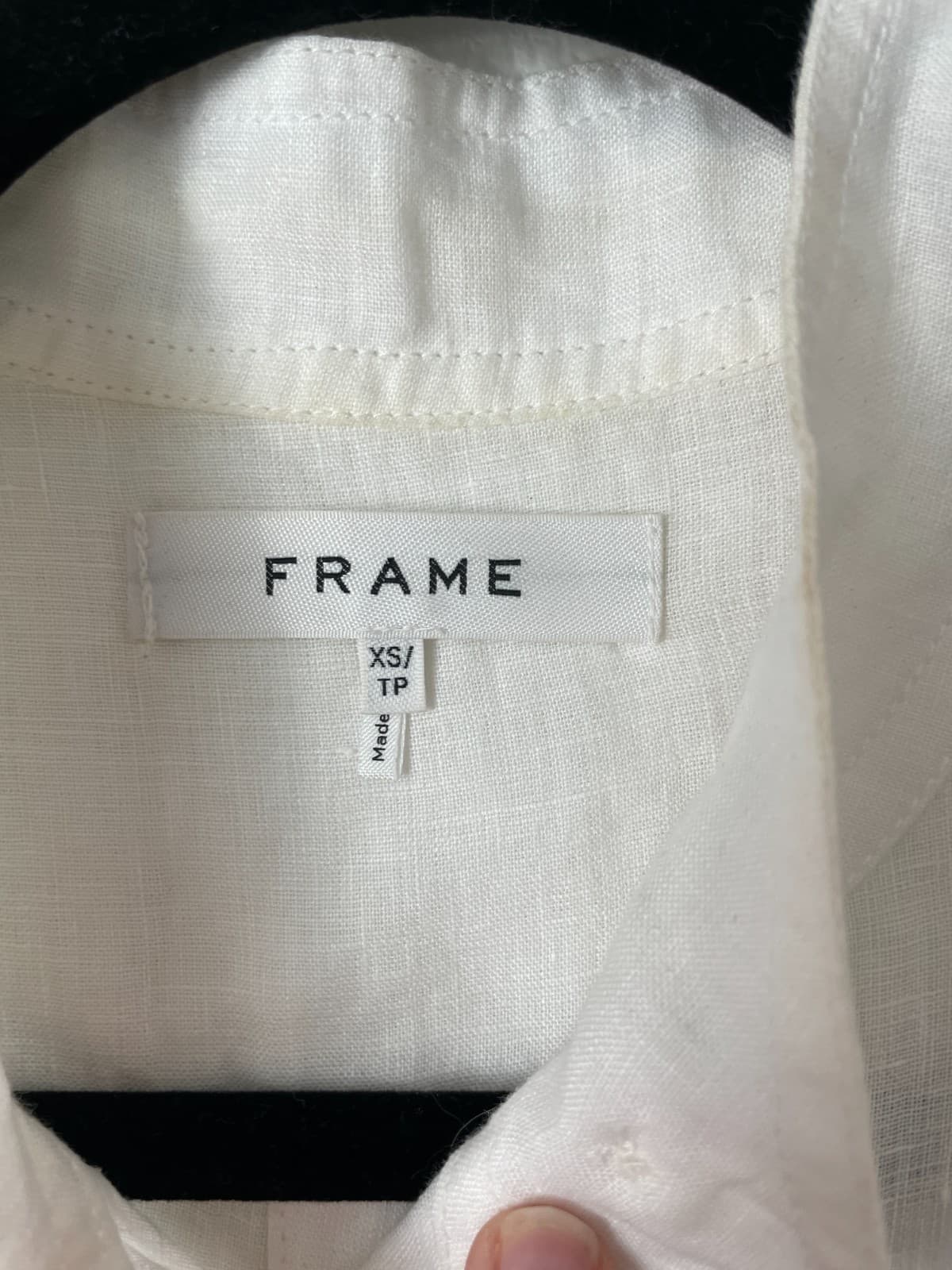 FRAME Women's Blouse 100% Linen Short Sleeve White Button Down Size X-Small - Thumbnail 3