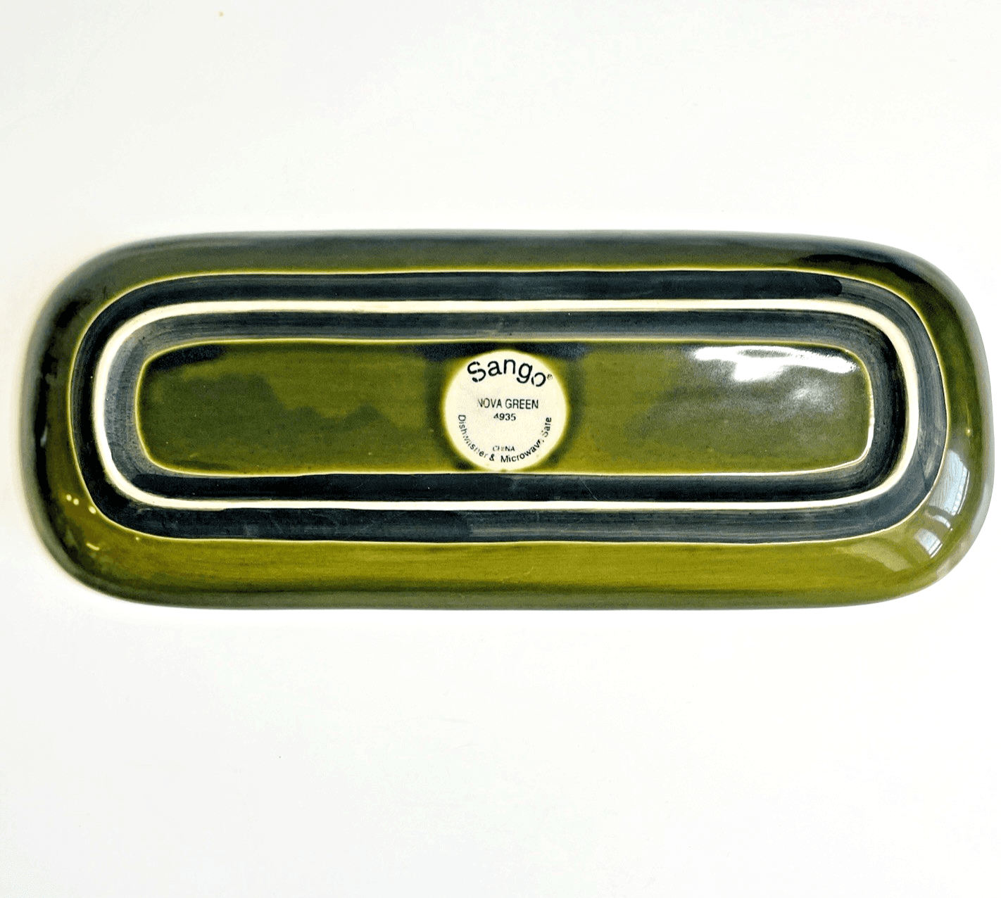 Sango China Nova Green 12 1/2" Dipping Tray Serving Plate Discontinued #4935 - Thumbnail 2