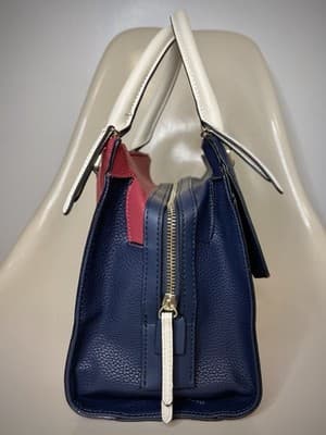Colorblock Mini Bag by Fiorelli Top Handle Style Red/White/Navy Vegan Leather - Thumbnail 3
