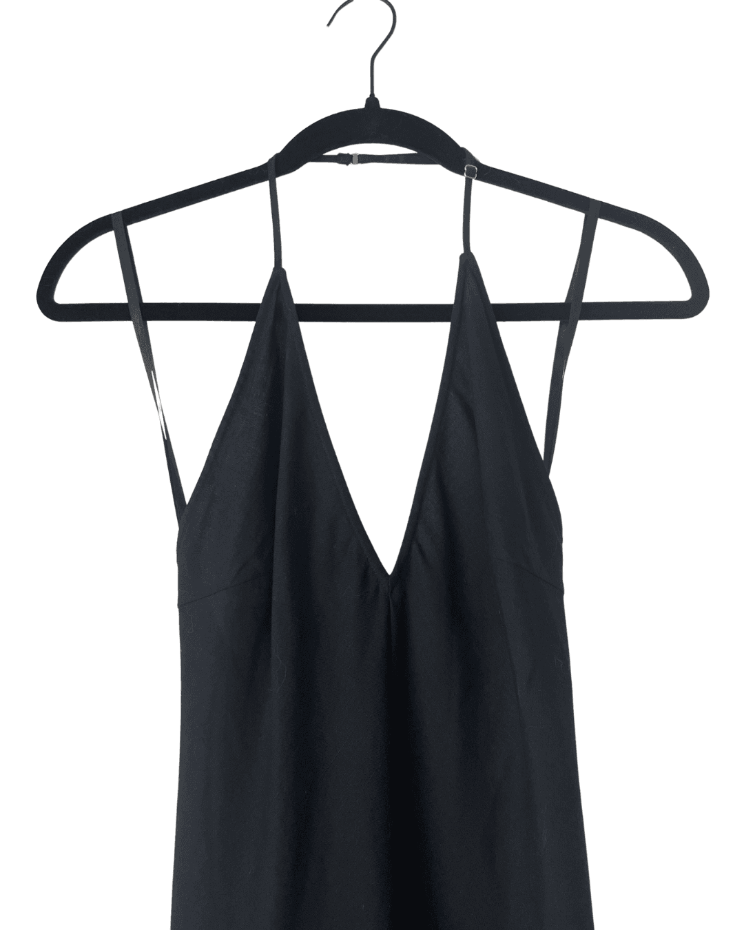 FRAME Maxi Dress Lace-Up Back Black Linen Blend Size X-Small - Thumbnail 3