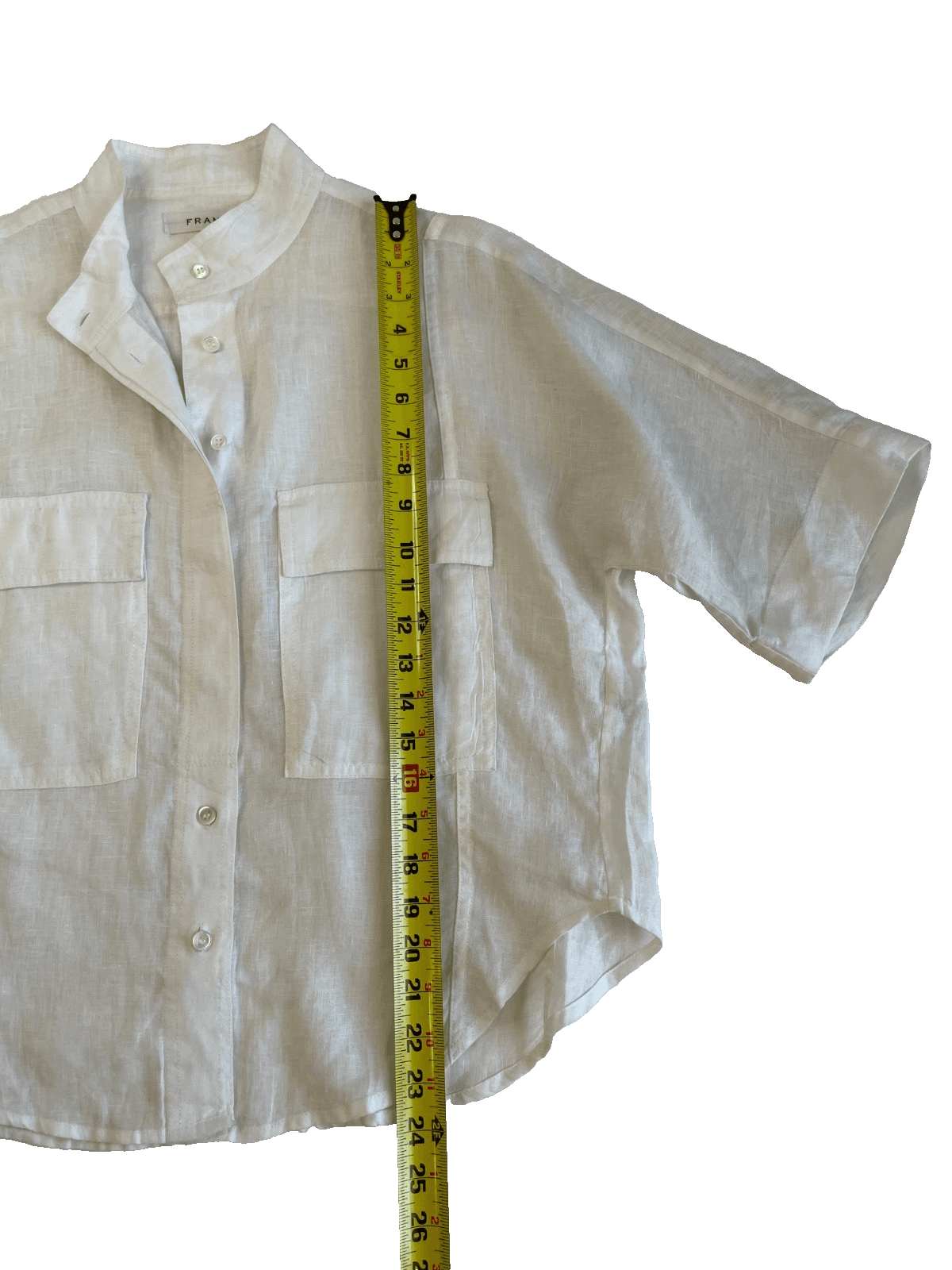 FRAME Women's Blouse 100% Linen Short Sleeve White Button Down Size X-Small - Thumbnail 5