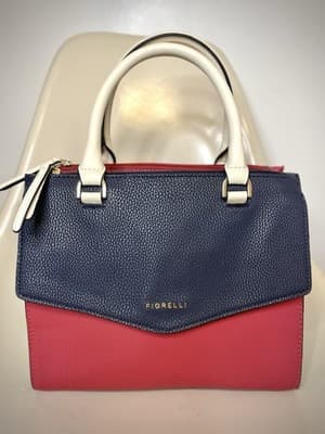 Colorblock Mini Bag by Fiorelli Top Handle Style Red/White/Navy Vegan Leather - Thumbnail 7