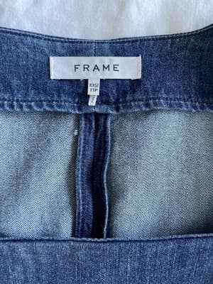 FRAME Women's Denim Puff Sleeve Cropped Square Neck Top XXS - $288 Retail - Thumbnail 4