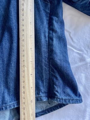 FRAME Women's Denim Puff Sleeve Cropped Square Neck Top XXS - $288 Retail - Thumbnail 6