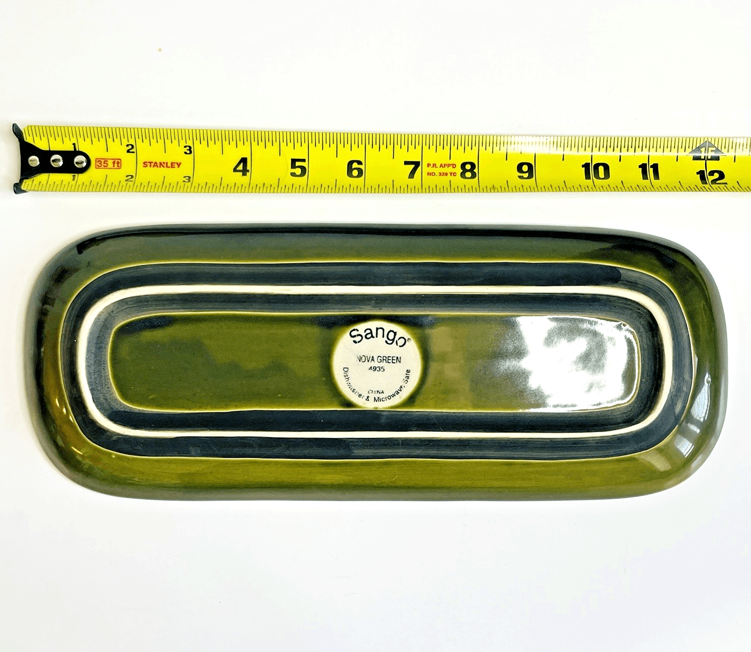 Sango China Nova Green 12 1/2" Dipping Tray Serving Plate Discontinued #4935 - Thumbnail 3