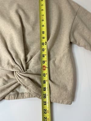 FRAME Women's Twist Crewneck Sweatshirt Small Terry Cloth Lined Oatmeal Heather - Thumbnail 11