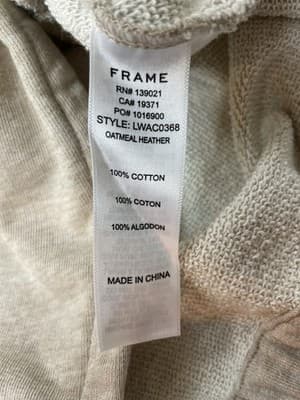 FRAME Women's Twist Crewneck Sweatshirt Small Terry Cloth Lined Oatmeal Heather - Thumbnail 10