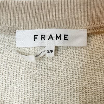 FRAME Women's Twist Crewneck Sweatshirt Small Terry Cloth Lined Oatmeal Heather - Thumbnail 9