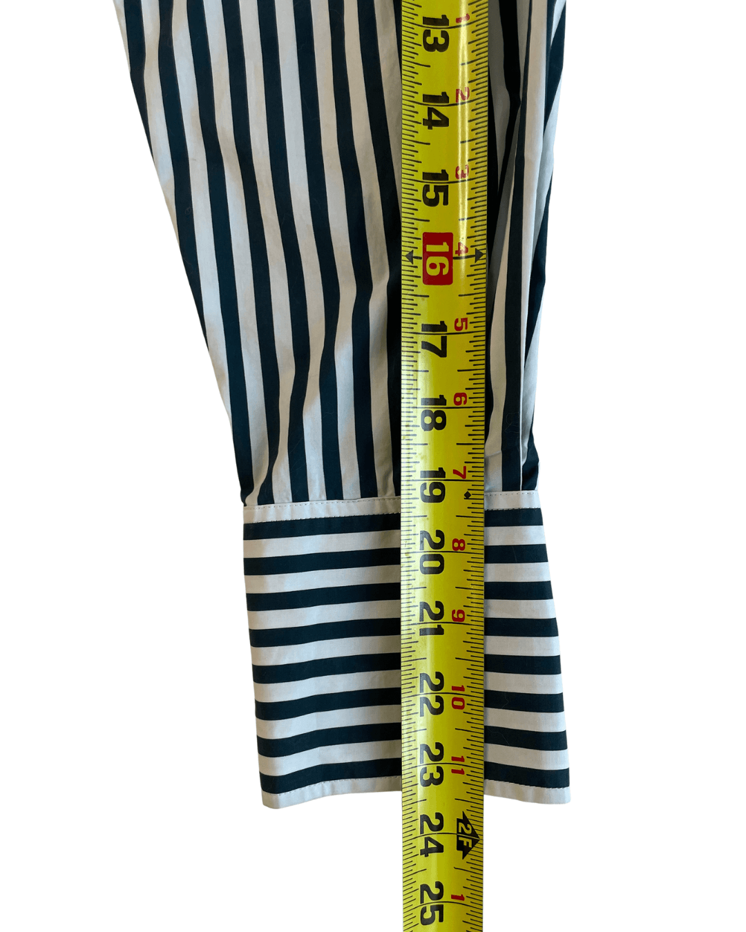 FRAME Women's Blouse XS Cropped Long Sleeve Top-LWSH2460-Navy Stripe-100% Cotton - Thumbnail 8