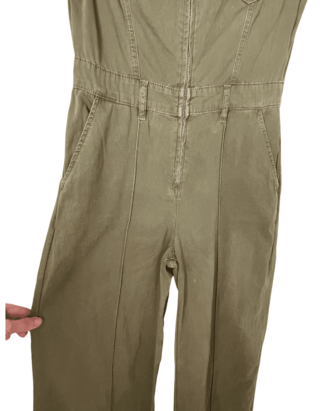 FRAME Women's Jumpsuit Wide Leg Short Sleeve Utilitarian Military Green XS - Thumbnail 4