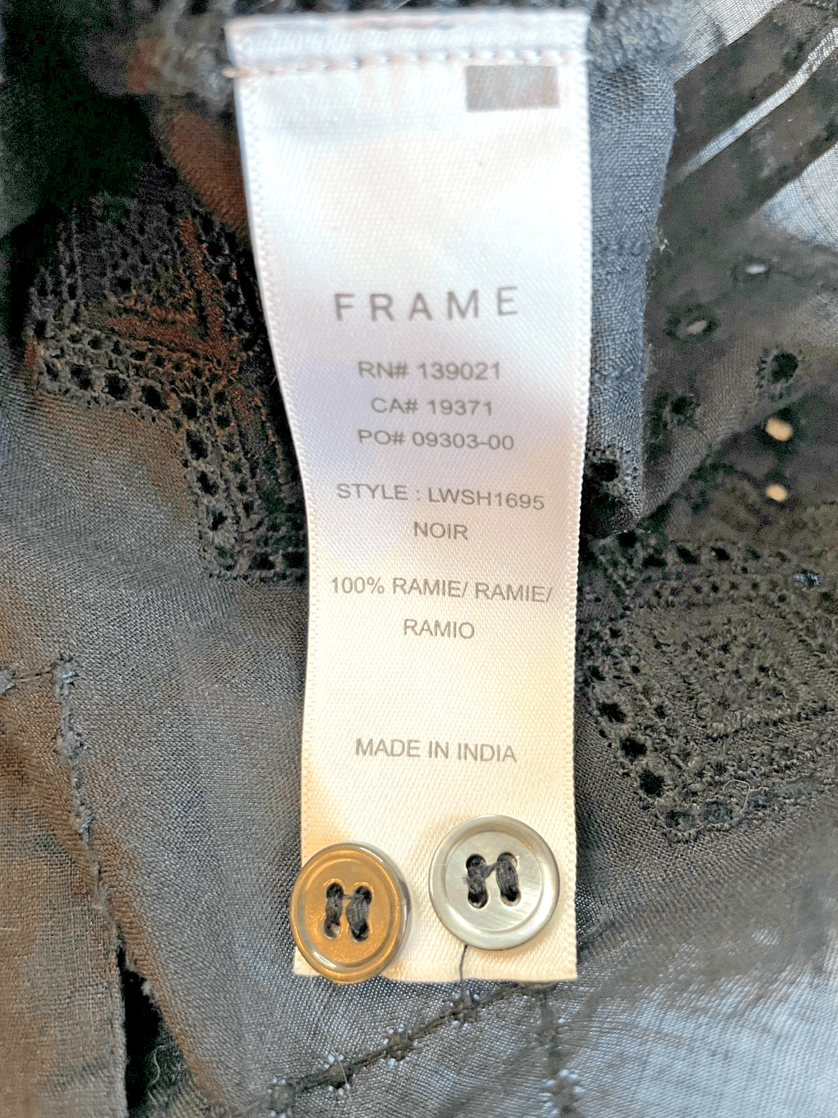 FRAME Women's Blouse 100% Ramie Black Lace Embroidered Ruffle Tank X-Small - Thumbnail 9