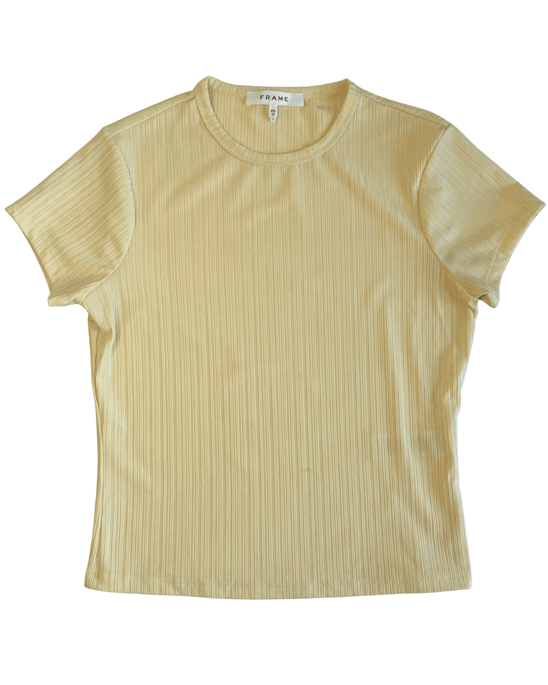 FRAME Women's Ribbed Baby Tee Crew Neck Butter LWTS1972 Size X-Small - Thumbnail 2