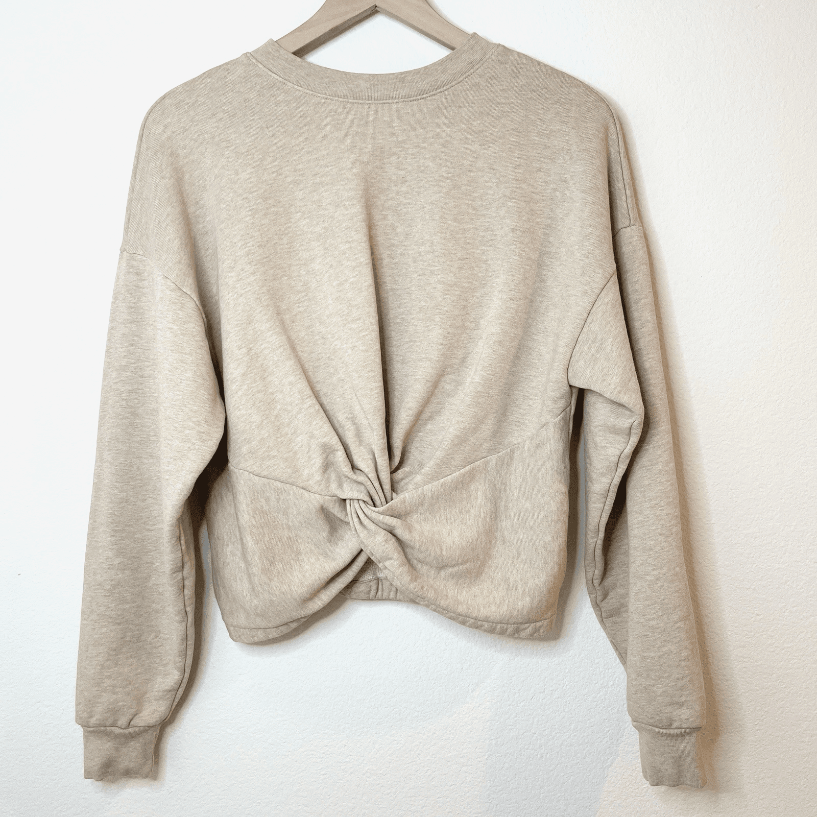 FRAME Women's Twist Crewneck Sweatshirt Small Terry Cloth Lined Oatmeal Heather - Thumbnail 5