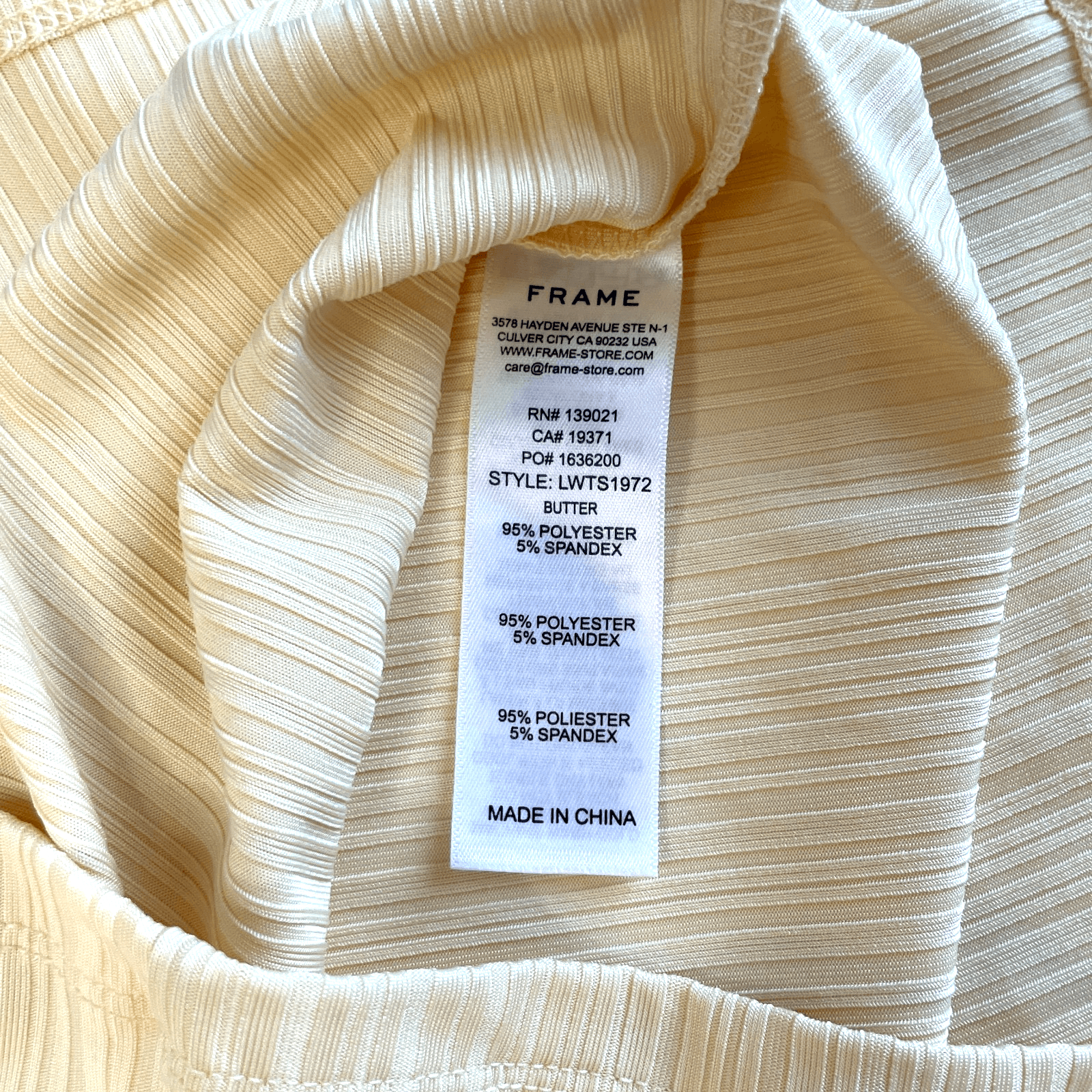 FRAME Women's Ribbed Baby Tee Crew Neck Butter LWTS1972 Size X-Small - Thumbnail 6