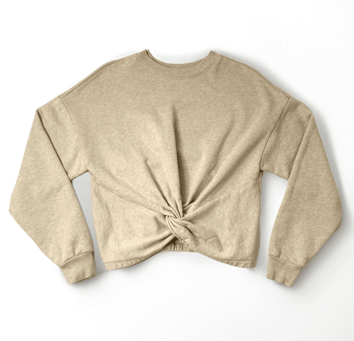 FRAME Women's Twist Crewneck Sweatshirt Small Terry Cloth Lined Oatmeal Heather - Thumbnail 7