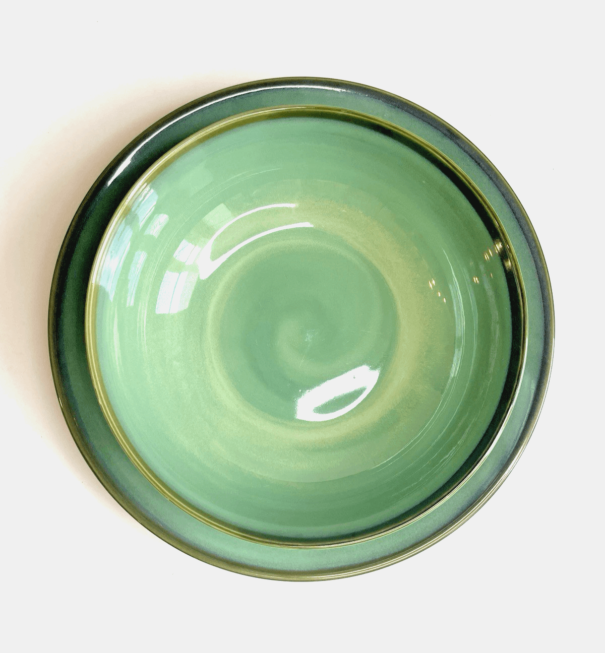 Sango China Nova Green Large Serving Bowl & Chop Plate Set Discontinued #4935 - Thumbnail 2