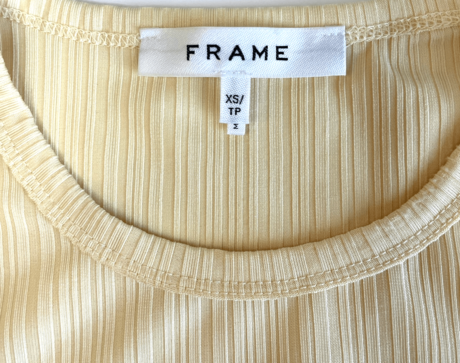 FRAME Women's Ribbed Baby Tee Crew Neck Butter LWTS1972 Size X-Small - Thumbnail 5