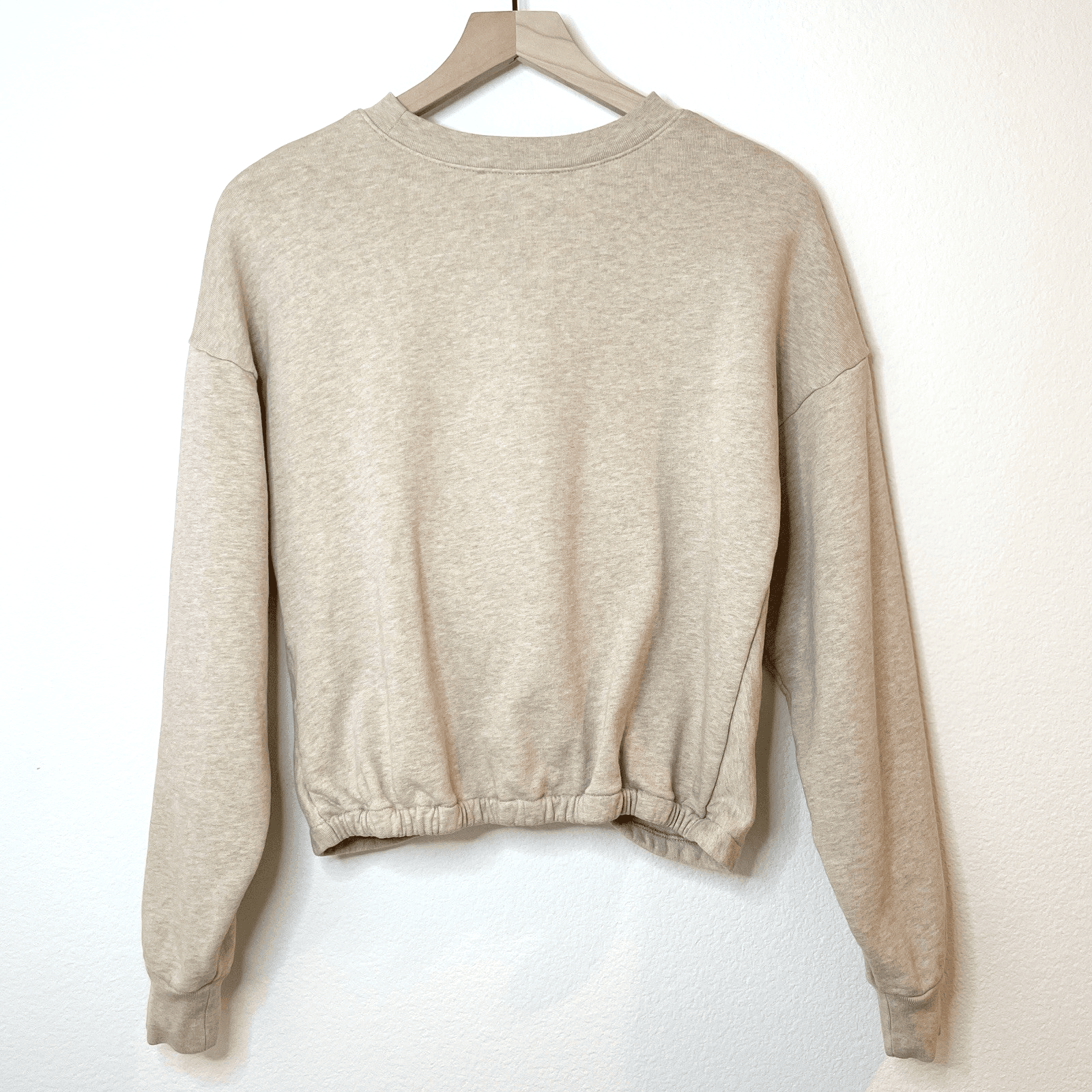 FRAME Women's Twist Crewneck Sweatshirt Small Terry Cloth Lined Oatmeal Heather - Thumbnail 6