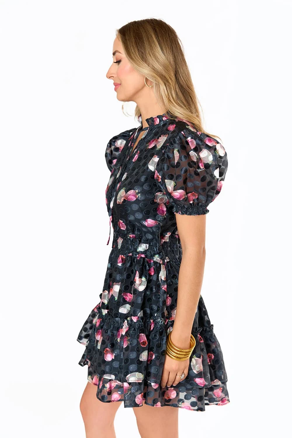 BuddyLove Clementine Elastic Waist Mini Dress Black Print Women Size S Sold Out! - Thumbnail 2