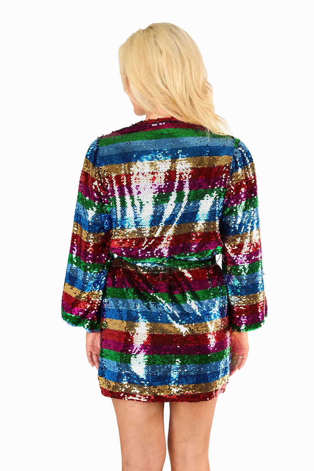 BuddyLove Sequin Wrap Mini Dress Adeline Sequin Long Sleeve Women Size Small NWT - Thumbnail 6