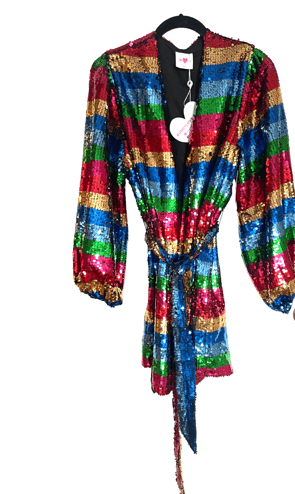 BuddyLove Sequin Wrap Mini Dress Adeline Sequin Long Sleeve Women Size Small NWT - Thumbnail 7