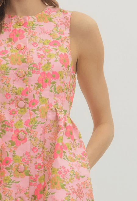 Entro Floral A-Line Mini Dress Embroidered Pink Women Size S NWT $74 MSRP - Thumbnail 3