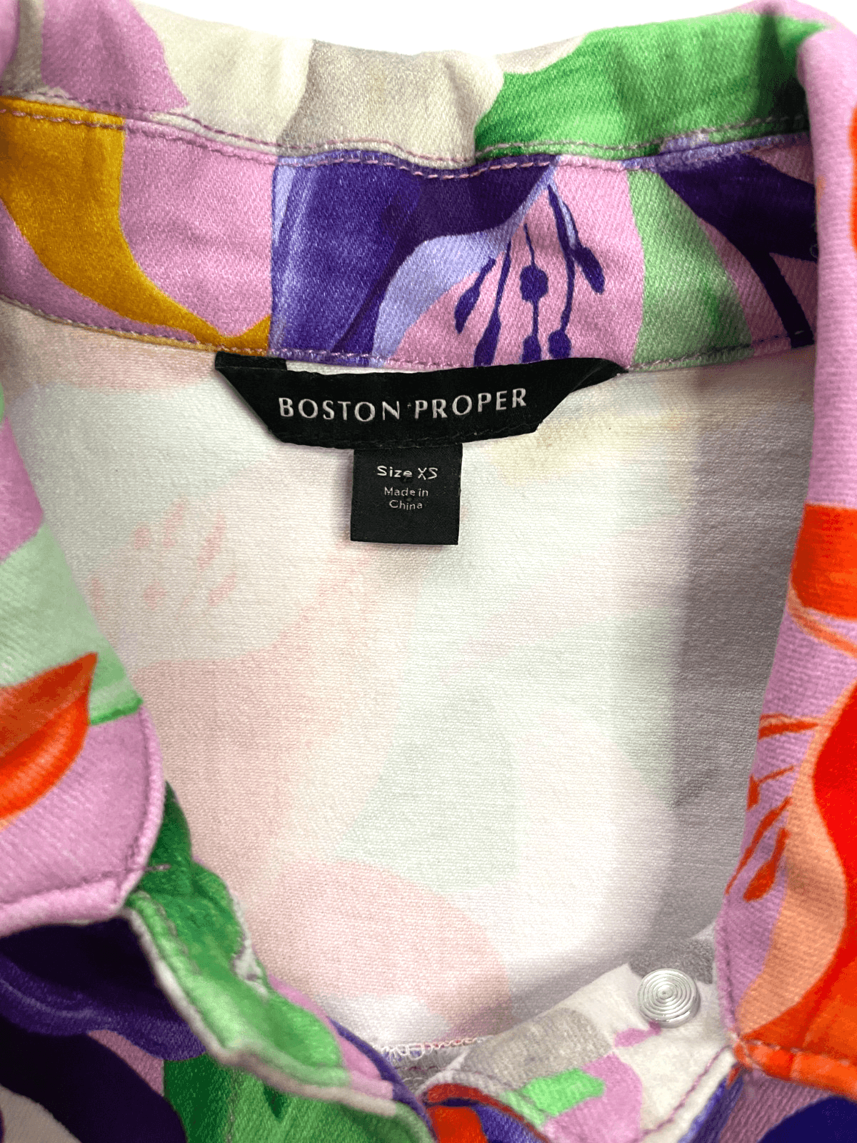Boston Proper Women's Denim Jacket Comfort Stretch Floral Print Size X-Small - Thumbnail 8