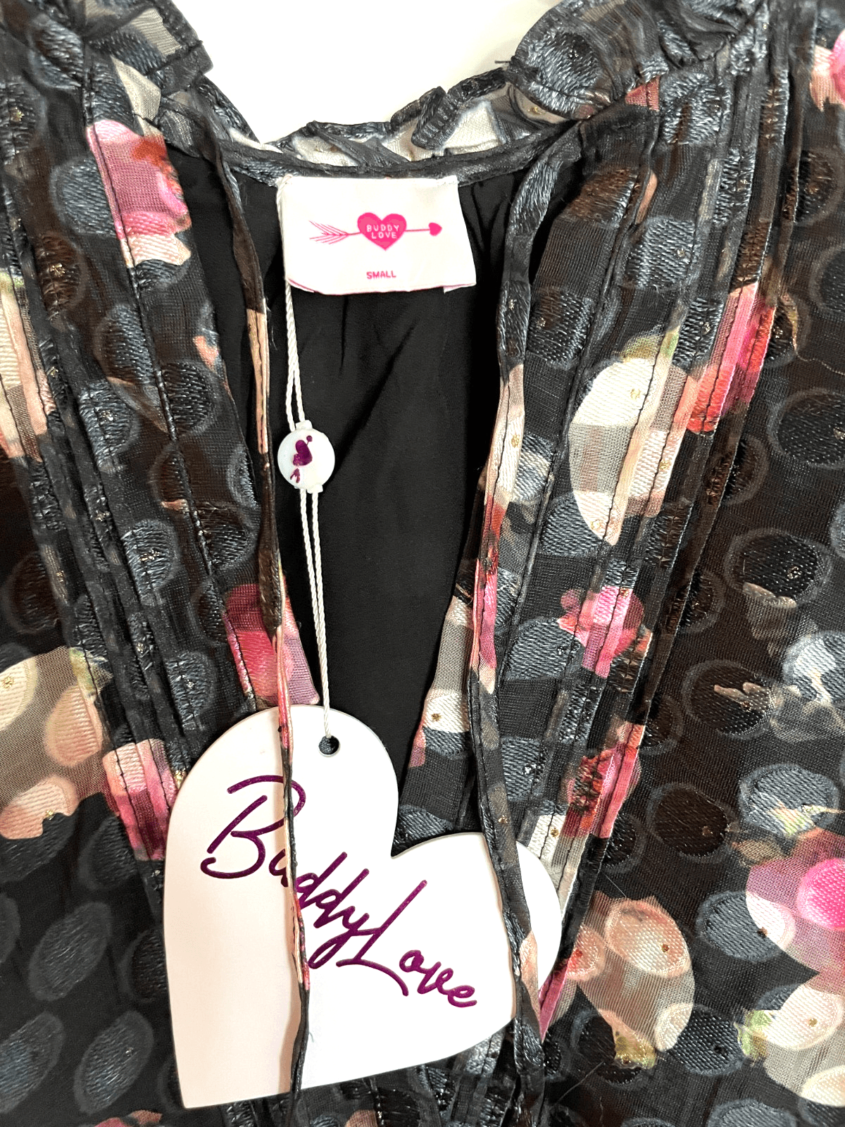 BuddyLove Clementine Elastic Waist Mini Dress Black Print Women Size S Sold Out! - Thumbnail 12
