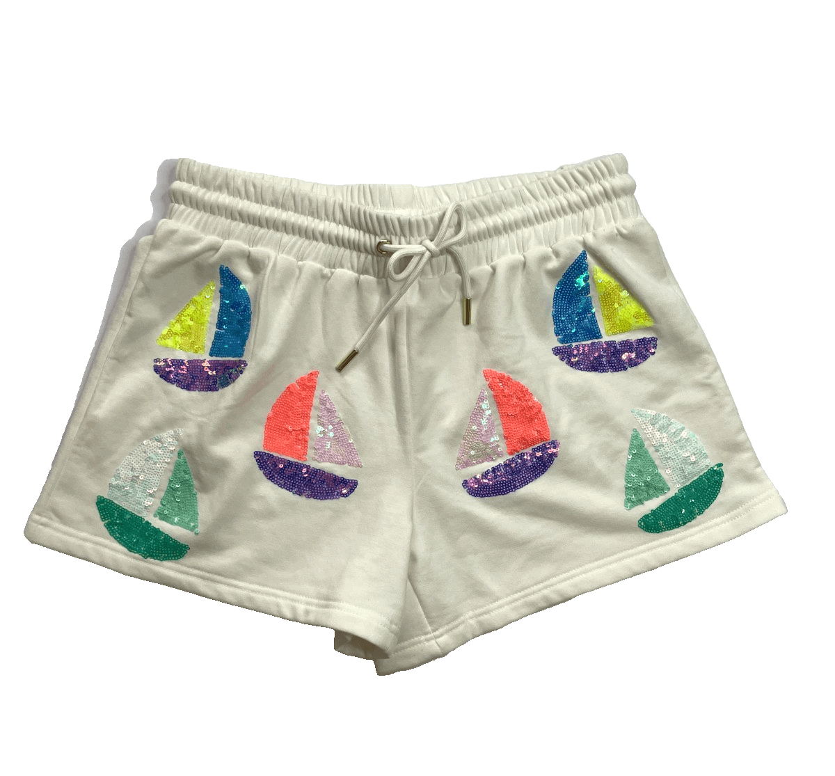 Mary Square 2-Piece Lounge Set White Sequin Sailboats Women Size XS $90 MSRP - Thumbnail 7