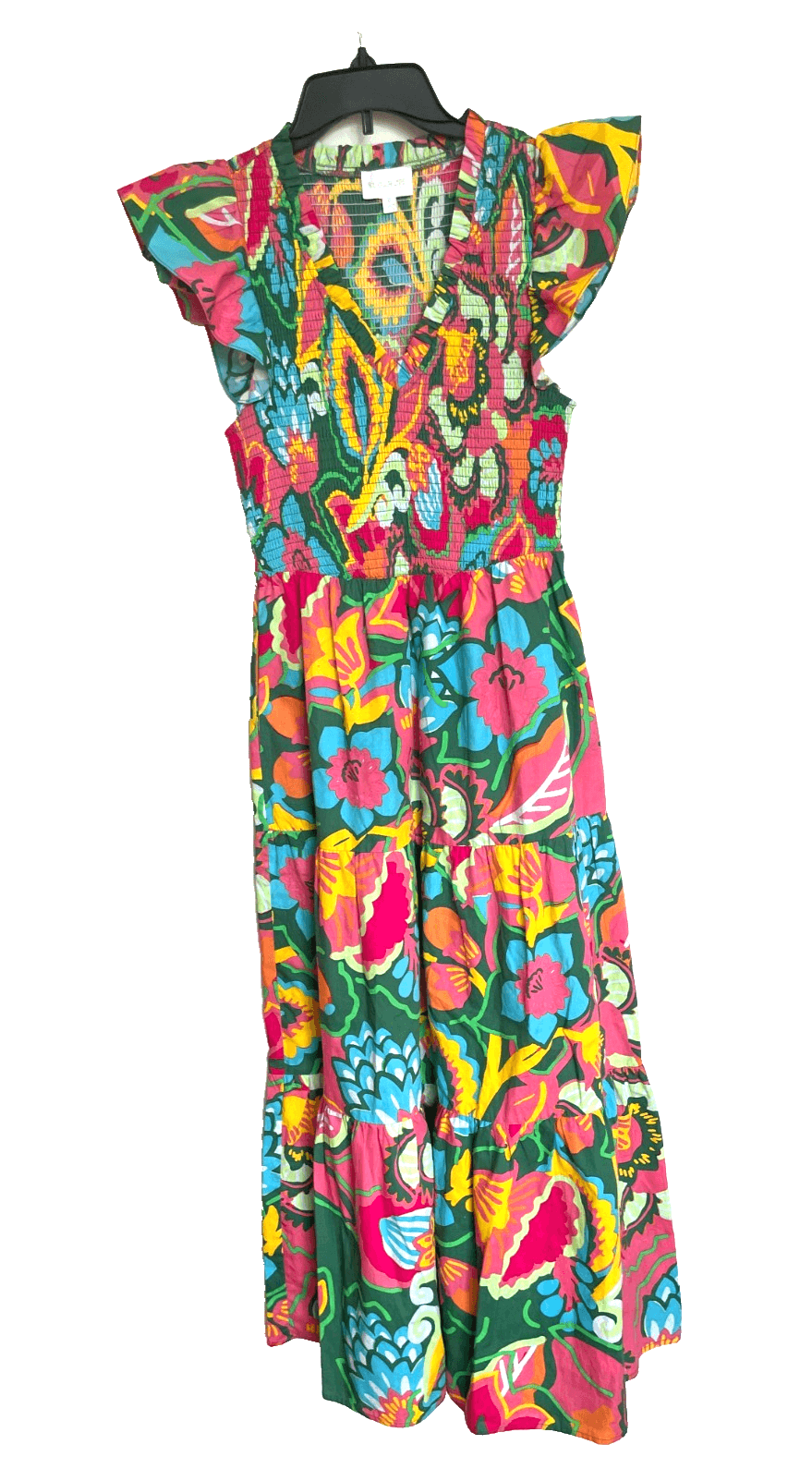 Sugarlips Smocked Bodice Tiered Midi Dress 100% Cotton Floral Women Size X-Small - Thumbnail 6