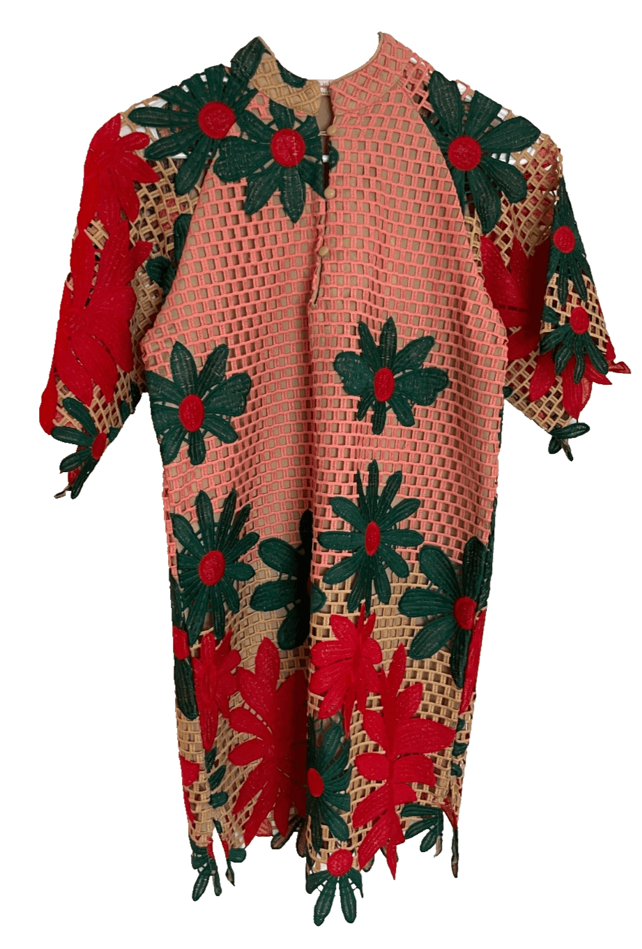 BuddyLove Women Short Sleeve Mini Caftan Dress in Sedona Crochet Pattern Size XS - Thumbnail 7
