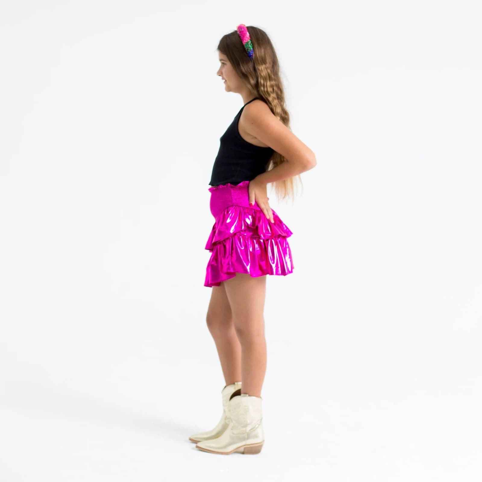 BuddyLove Girls Tween Skort Style Brookie Metallic Pink Size TL Large NWT - Thumbnail 2