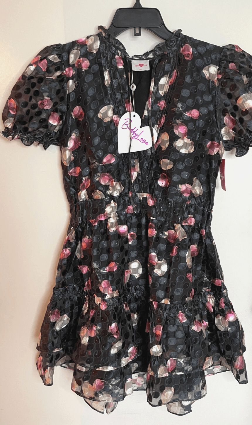 BuddyLove Clementine Elastic Waist Mini Dress Black Print Women Size S Sold Out! - Thumbnail 9