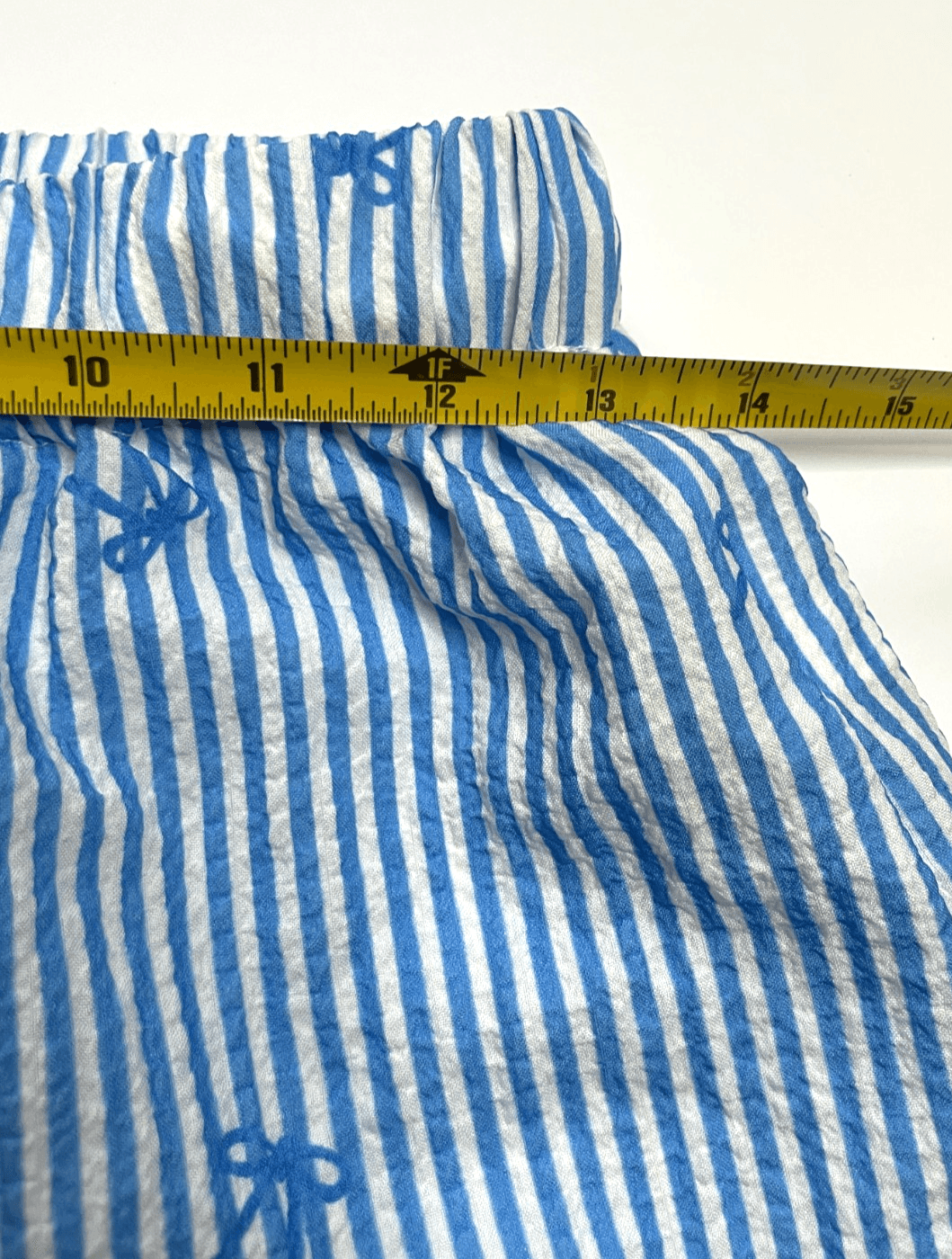 Womens 2-Piece Tie Front Set Puff Sleeve Top + Shorts in Blue Stripe Size S - Thumbnail 8